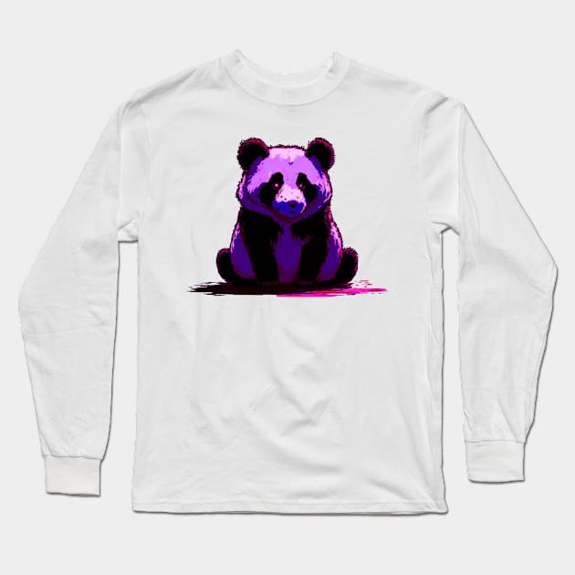 Purple Panda Bear Long Sleeve T-Shirt by Trip Tank